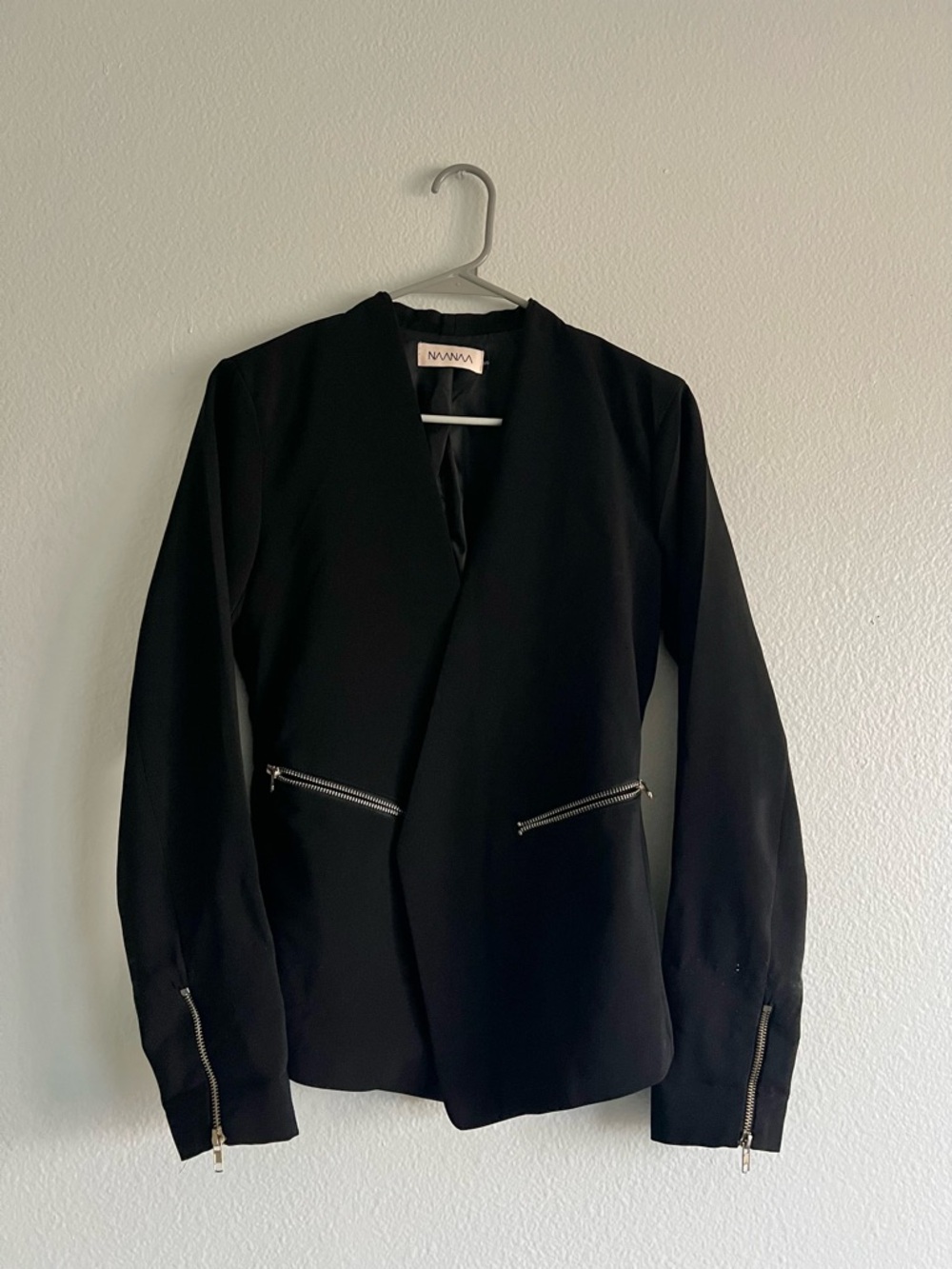 NAANAA Black Women's Blazer with Gold Zip Details